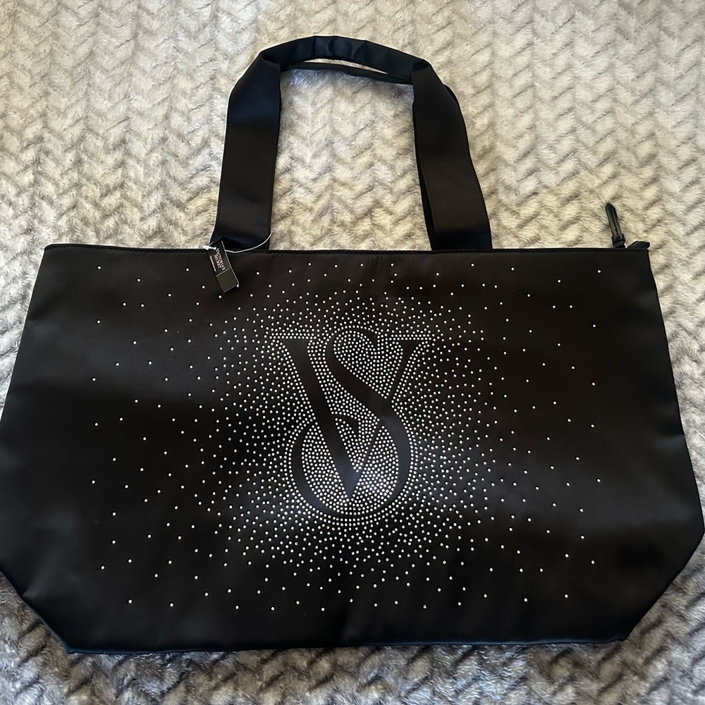 NWT Victoria's Secret Black Sparkly Tote Bag